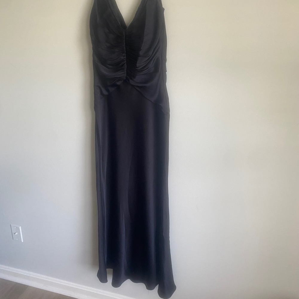 Elie Tahari 100% Silk Navy Blue Maxi Dress Sleeveless Bridesmaid Formal Size 8 - Picture 8 of 11